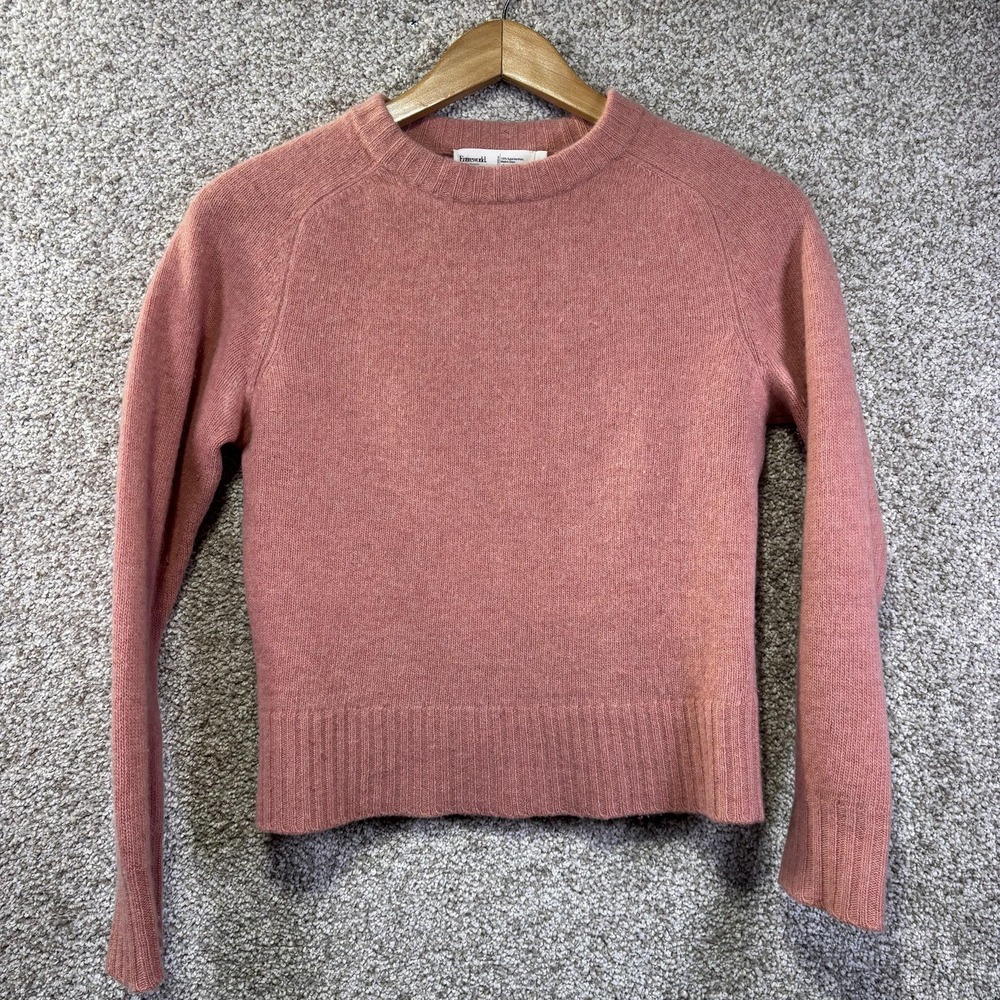 Entireworld Sweater Womens Small Pink 100% Superfine Wool Crewneck Raglan Knit